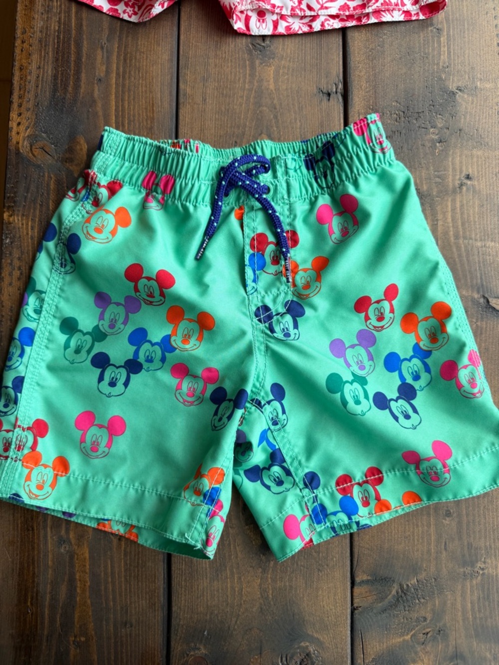 GAP Mint Green Mickey Mouse Swim Shorts with Multicolor Print